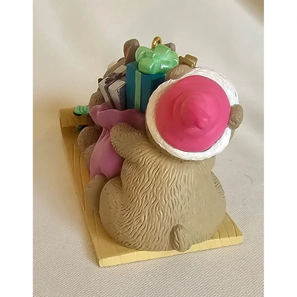 VTG Hallmark Keepsake Ornament 1996 Multicolor Bear Bunny Beaver Sledding